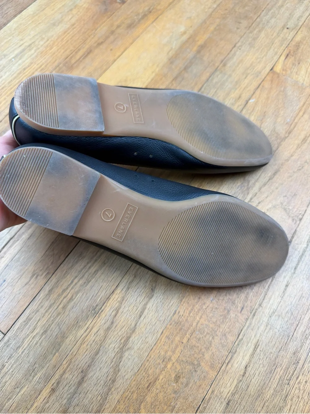 Everlane Black Leather Slip-On Ballet Flats